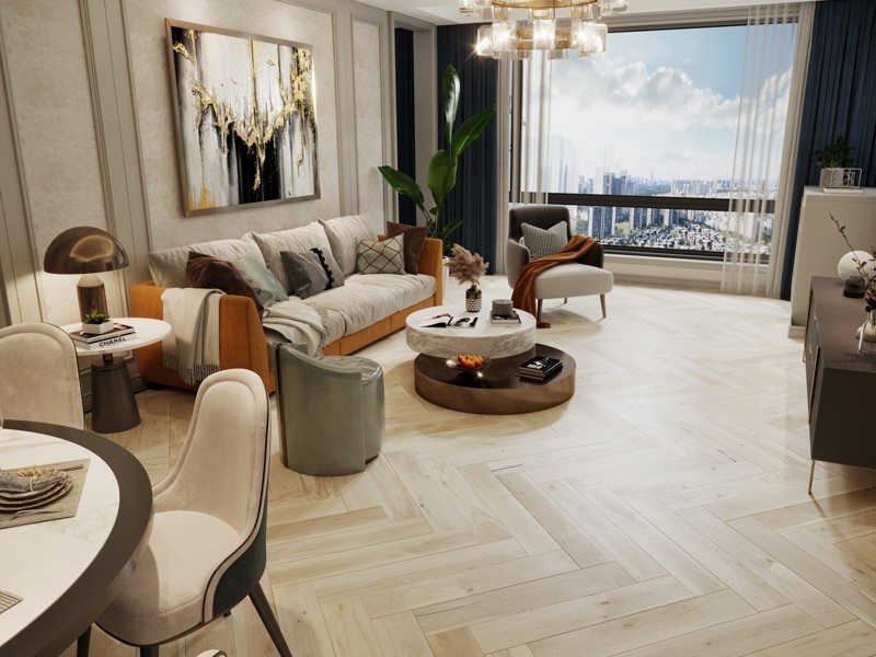 Dub Salt Herringbone, drevená podlaha Barlinek