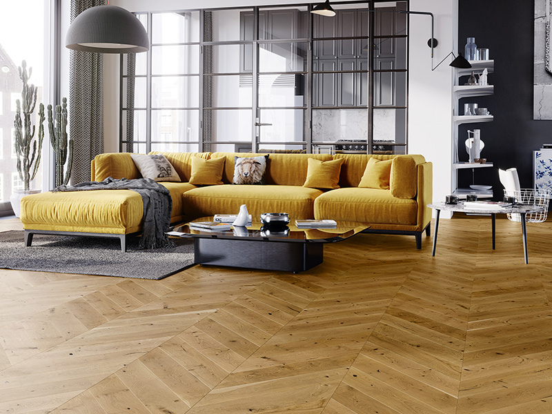Kontinentálny dub Chevron, drevená podlaha Barlinek